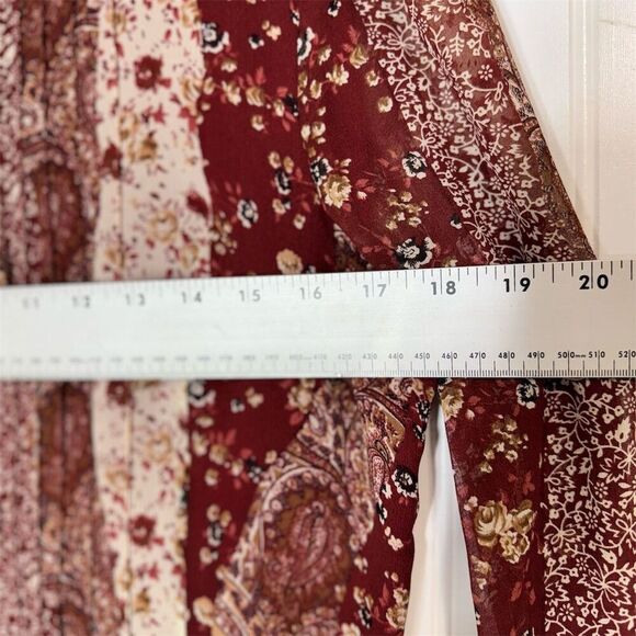 Laura Ashley Silk Blouse 8 Boho Patchwork Paisley Ruffle Front Cottagecore Top - Picture 4 of 8